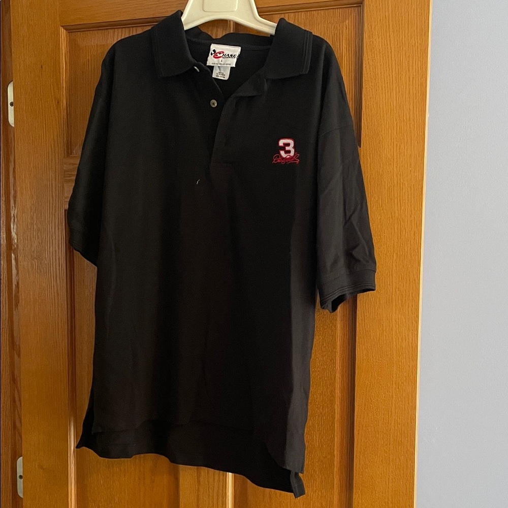 Chase Authentics Dale Earnhardt Black Polo with Red Embroidery